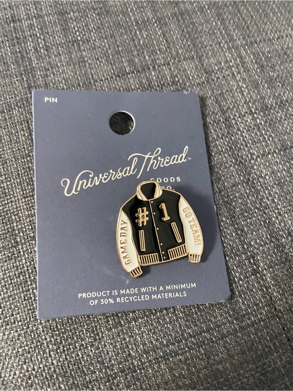 Universal Thread Black & Cream Varsity Jacket Enamel Pin
